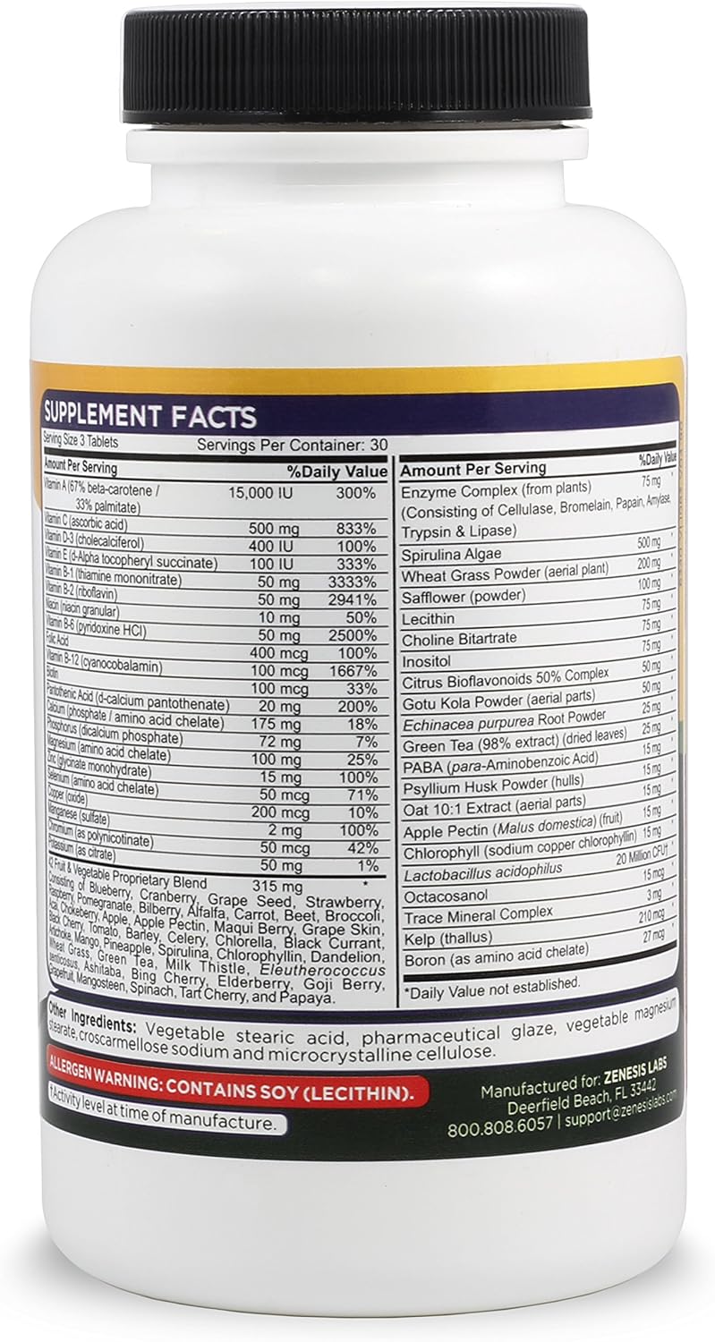 Essentials - Natural & Nutrient Rich Multivitamin with Minerals, Enzymes, Amino Acids, Antioxidants and Probiotics (90 Tablets) - görsel 3