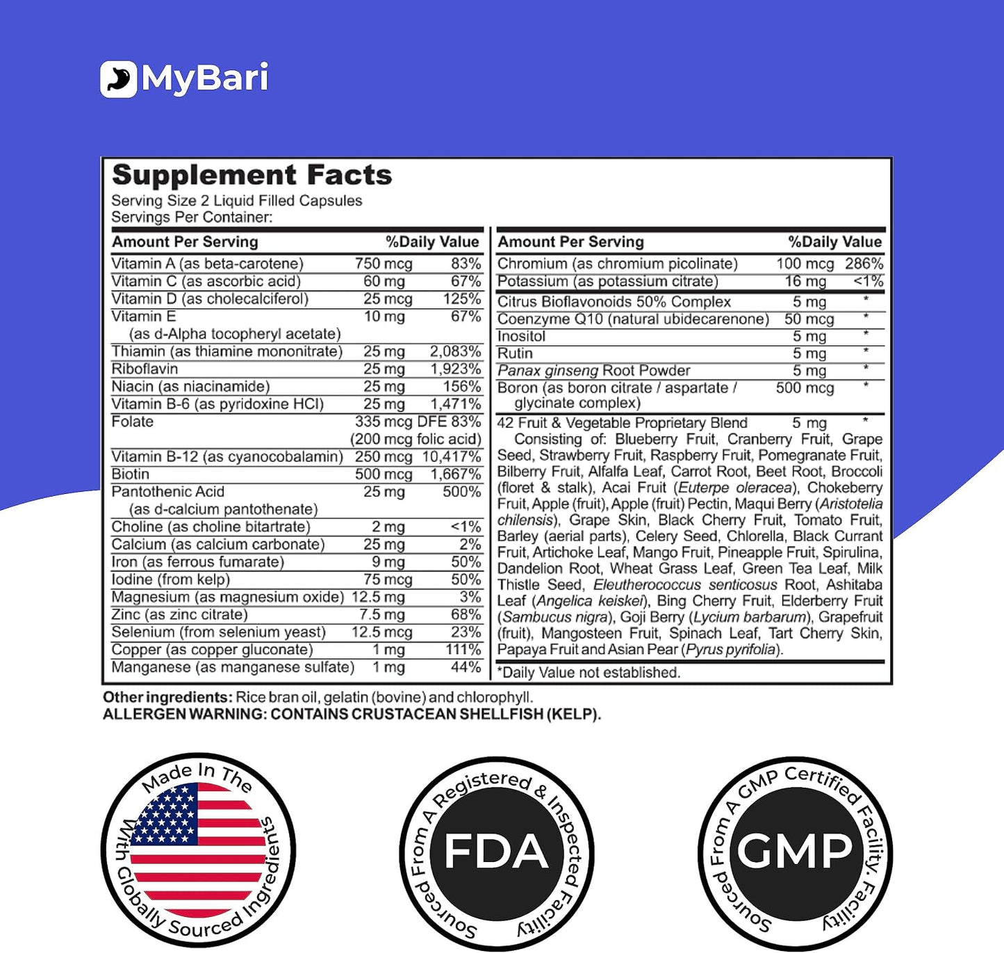 MyBari All-in-One Bariatric Multivitamin with Iron - 60 Liquid Capsules - görsel 8