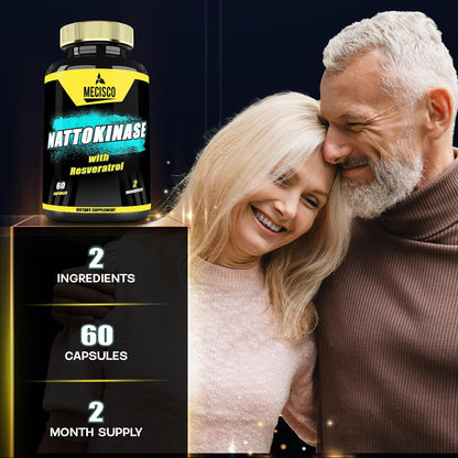 Mecisco Nattokinase Supplement with Trans-Resveratrol - 60 Capsules