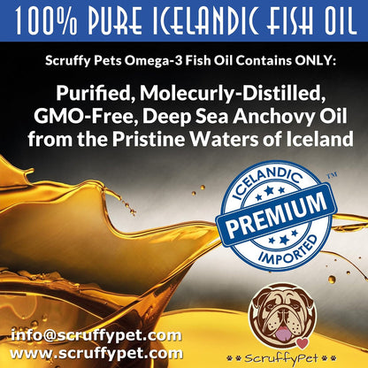 Pure Omega-3 Wild Fish Oil for Dogs with Vitamin E - High EPA & DHA Soft gel capsules (1000 mg) 180 ct