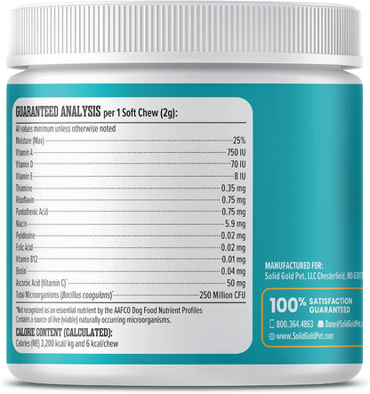 Solid Gold Dog Multivitamin - Soft Chews - All-in-One Support with Vitamin C, B12, Probiotics & Antioxidants - Bacon Flavour (120 Count)