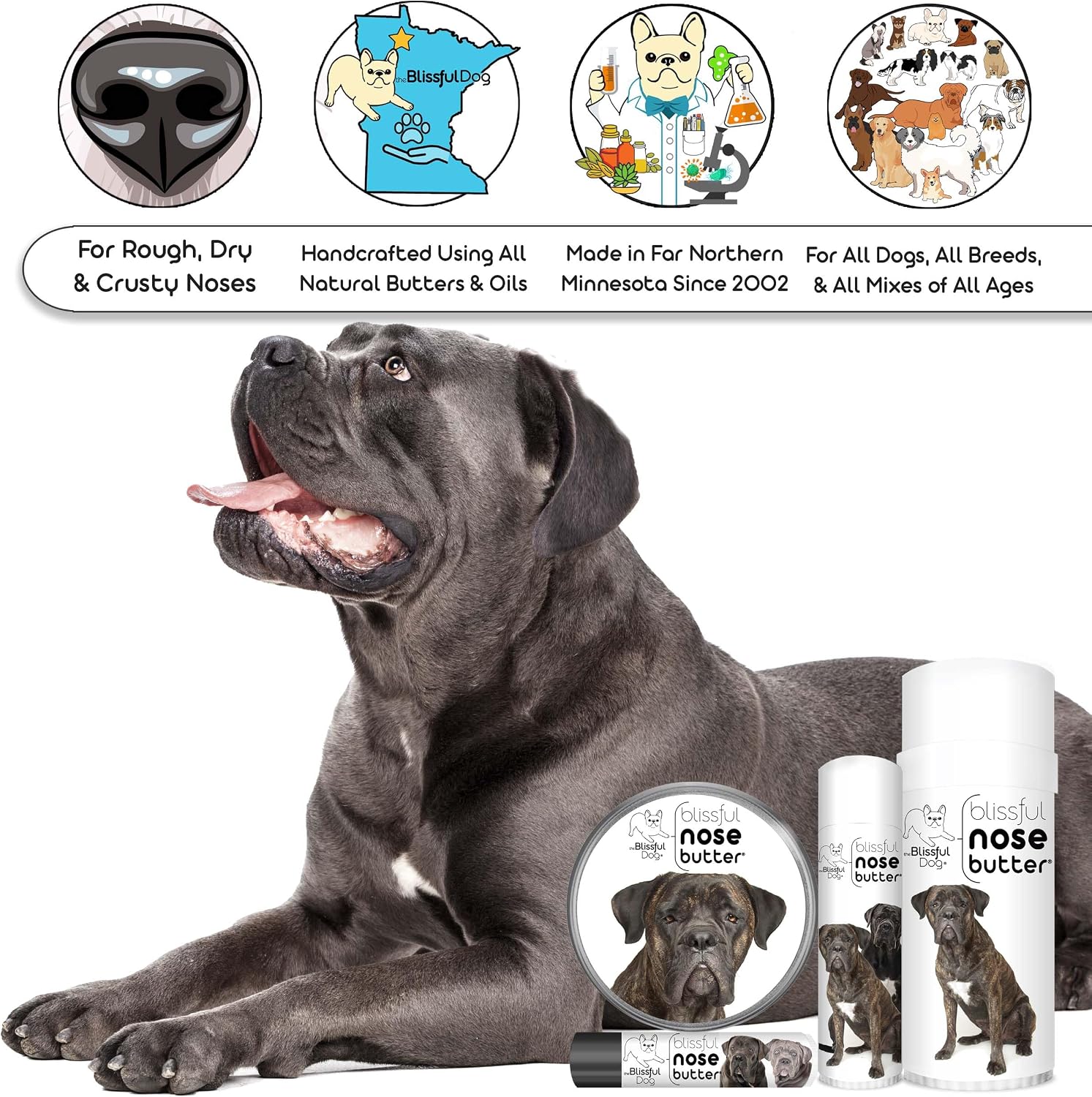 The Blissful Dog Cane Corso Nose Butter, Versatile Dog Nose Balm for Dry Nose, Handcrafted Nose Moisturiser, Easy-to-Apply Dog Essentials, Unscented, 57 g - görsel 3