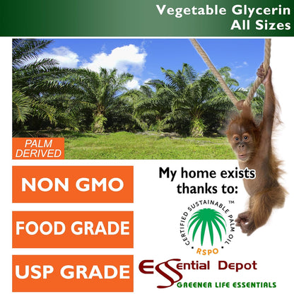 Vegetable Glycerin – 1 US Pint (473 ml) – RSPO Sustainable Palm, Non-GMO, Kosher, Pharmaceutical Grade