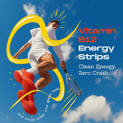 HOLY STRIPS Vitamin B12 Oral Strips – Fast-Absorbing, Vegan, Non-GMO, Sugar-Free – Strawberry Flavour – 30 Strips