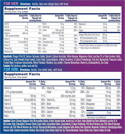 One A Day Men's & Women's Pre-Pregnancy Multivitamin, 30+30 Count, Couple's Pack