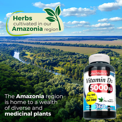 FITO MEDIC'S Vitamin D3 5000 IU - 360 Softgels for Immune and Bone Health Support