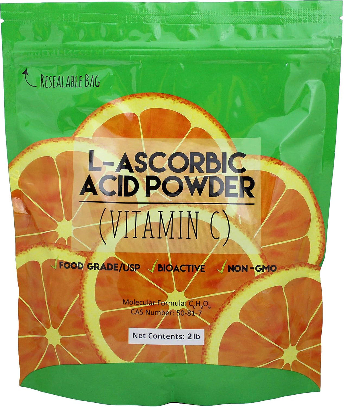 L-Ascorbic Acid Powder 99+% Food Grade USP36/BP2012, Naturally Fermented Vitamin C, 454 g - görsel 3