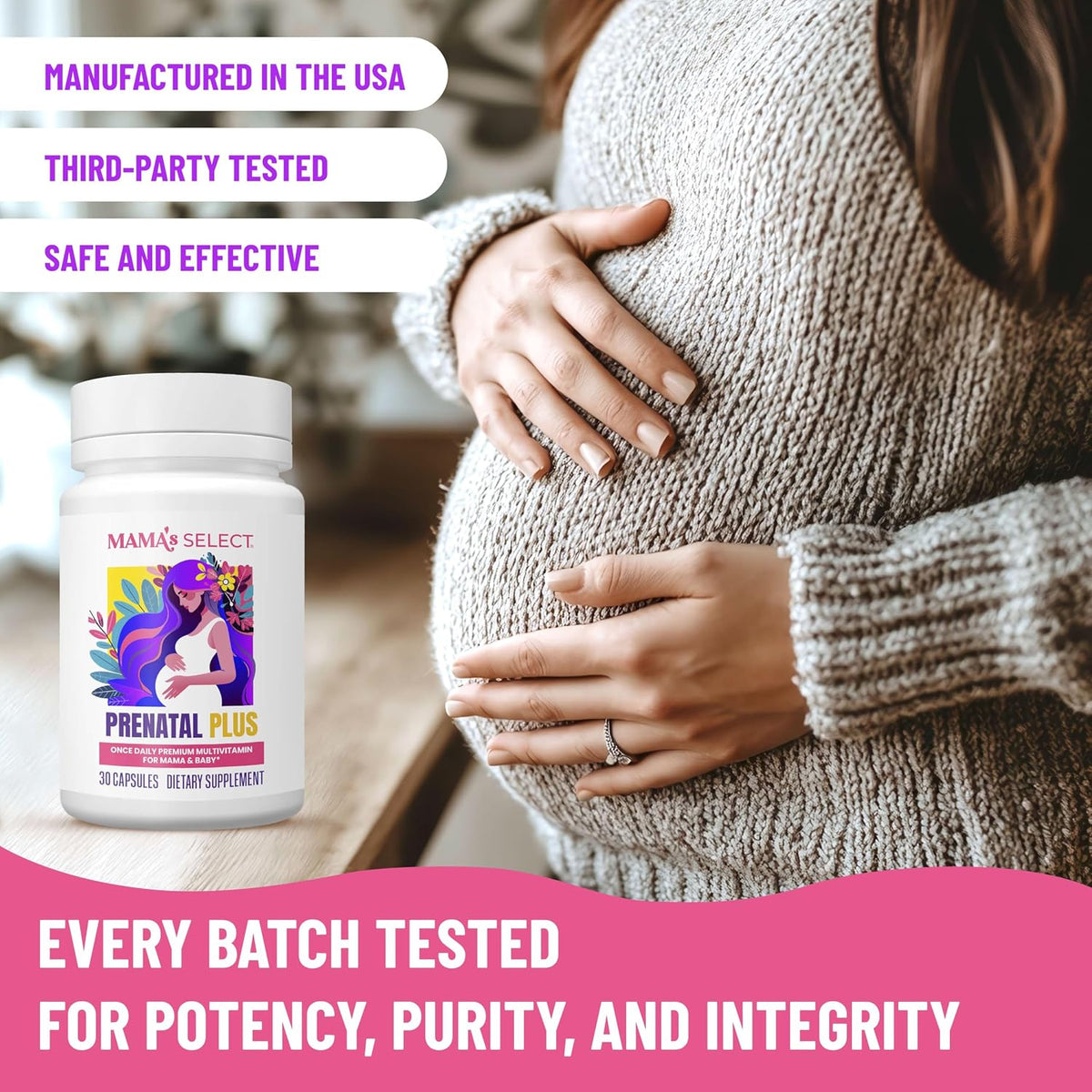 Mama's Select Prenatal Vitamins for Women – Allergen-Free, MTHFR Friendly, Methylated Folate & B Vitamins, Easy to Digest, Supports Maternal & Foetal Health, Once Daily, Vegan, No Biotin - görsel 6