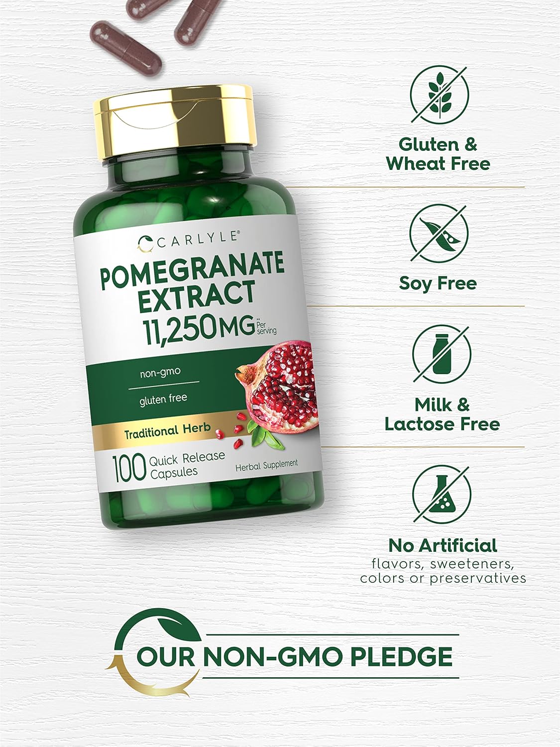 Carlyle Pomegranate Extract – 100 Capsules, Non-GMO, Gluten-free - görsel 4
