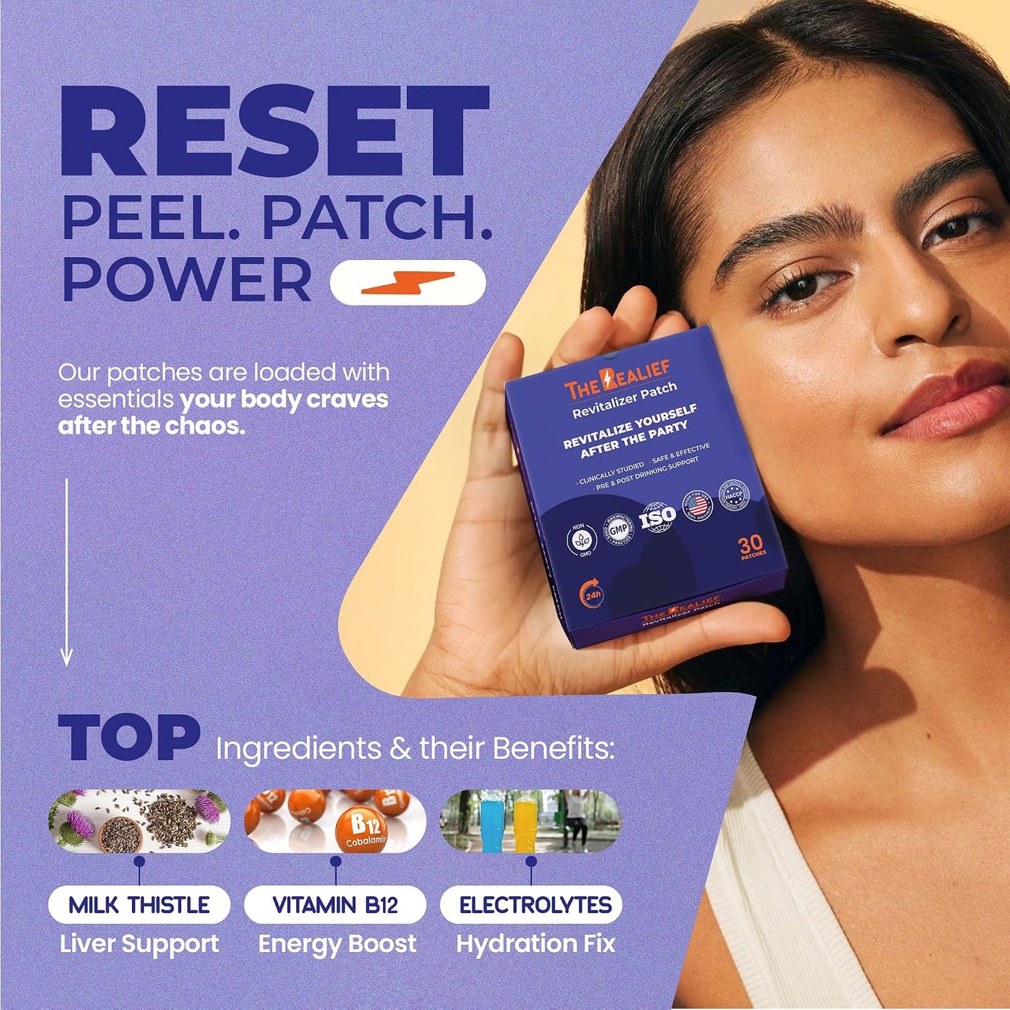 30 Pack Post-Party Recovery Patches with B12, Milk Thistle and Green Tea - görsel 2