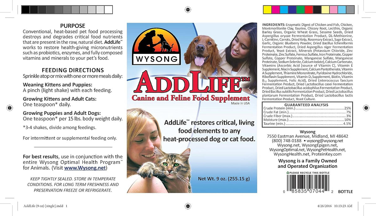 Wysong AddLife Canine & Feline Food Supplement - 9 Ounce - görsel 2