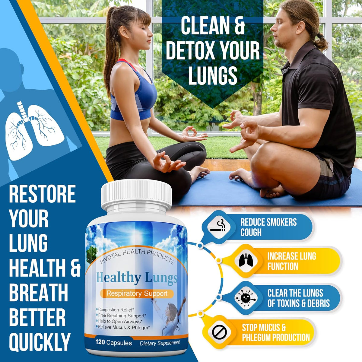 Healthy Lungs - All Natural Lung Support Supplement, 120 Capsules - görsel 4