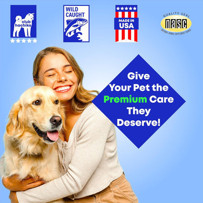 Wild-Caught Alaskan Salmon & Pollock Oil for Dogs – Omega-3 for Itchy Skin, Shedding, Allergies & Joint Support – NASC Certified – 16oz (473ml) Liquid Food Topper | Club Hachiko