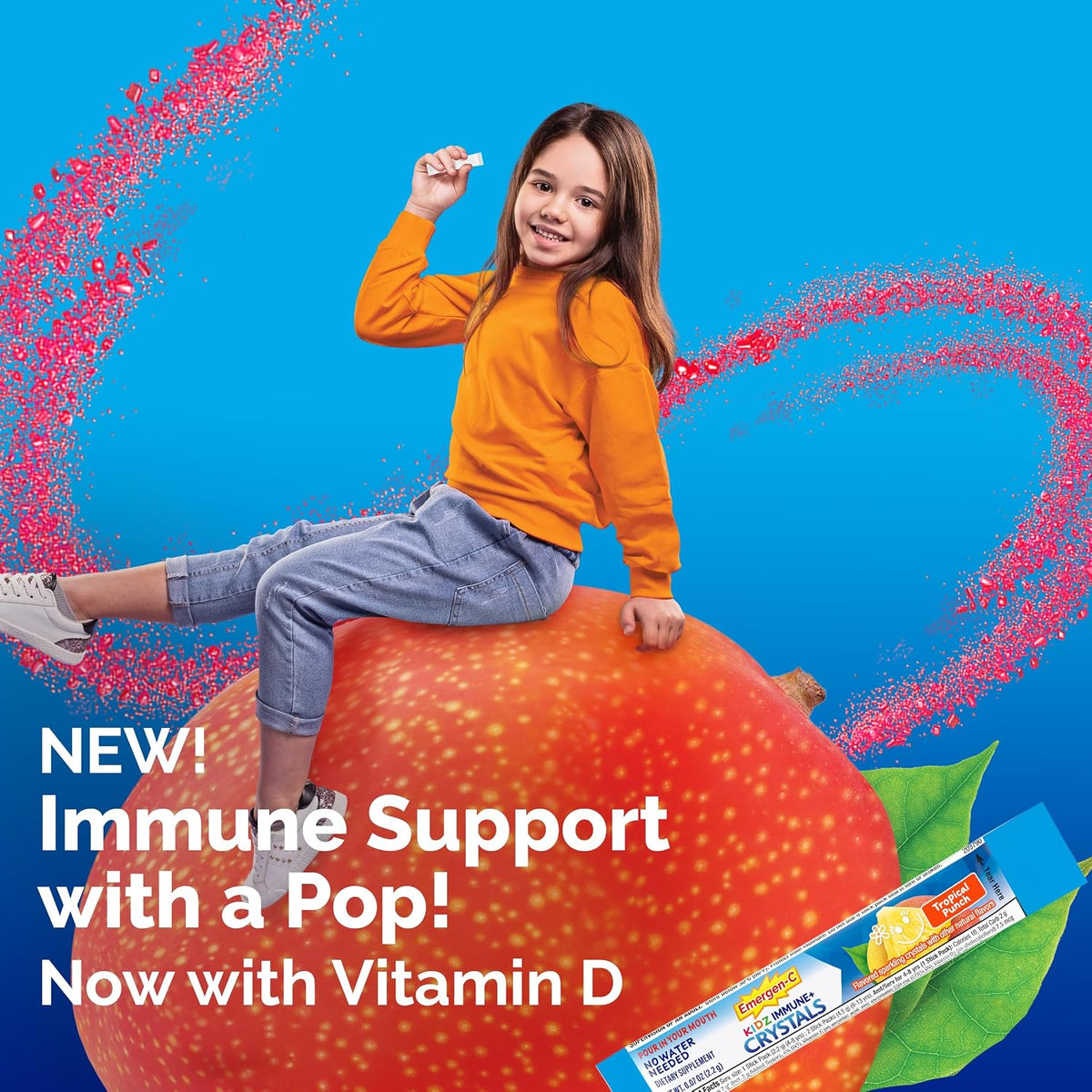 Emergen-C Kidz Immune Plus Crystals – Tropical Punch – 28 Stick Packs - görsel 2