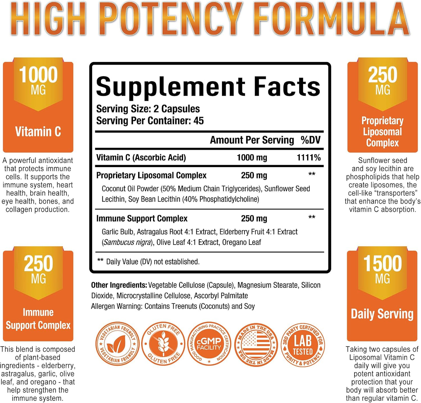 Purely Optimal Premium Liposomal Vitamin C Supplement – High Absorption, Fat Soluble Ascorbic Acid 1000mg for Immune Support, Non-GM, 90 Capsules - görsel 2