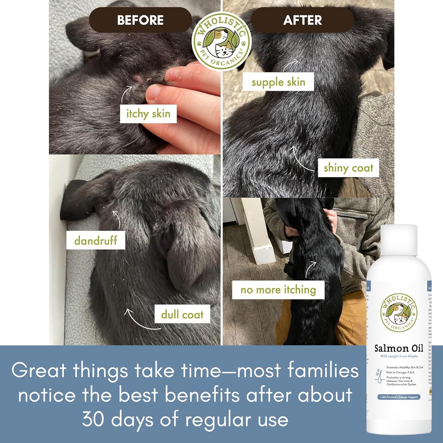 Wholistic Pet Organics Wild Alaskan Salmon Oil for Dogs and Cats – Omega-3 Fish Oil Supplement – 4 oz (118 ml) - görsel 4