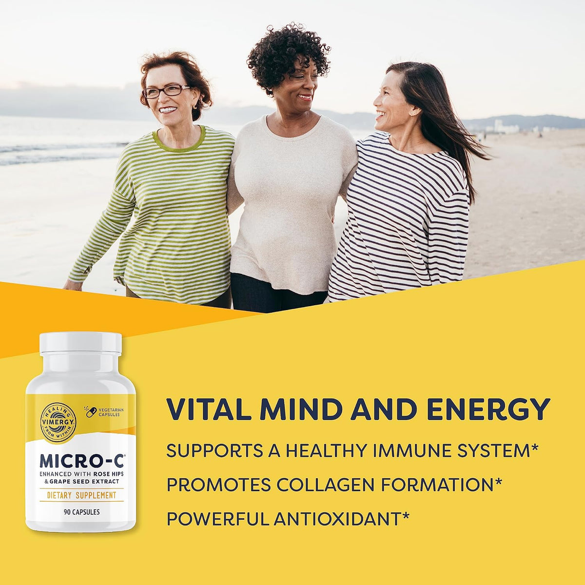 Vimergy Micro-C® Vitamin C Capsules – 500 mg per Capsule, Supports Immune Health, Promotes Collagen Production, Supports Healthy Bones*, Kosher, Vegan and Gluten-Free (90 Capsules) - görsel 2