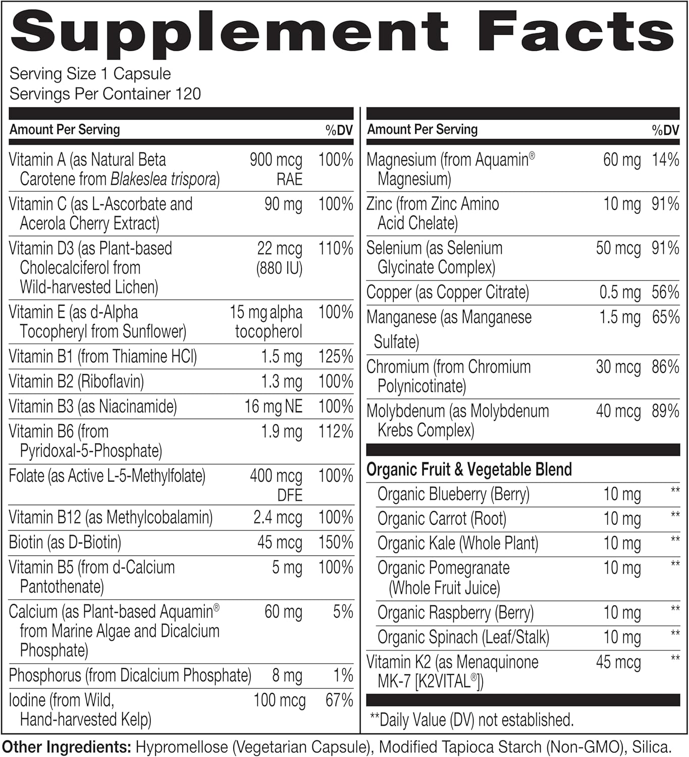 NATURELO One Daily Multivitamin for Women Over 50 (Iron Free) – Menopause Support – Whole Food Supplement – 120 Capsules - görsel 3