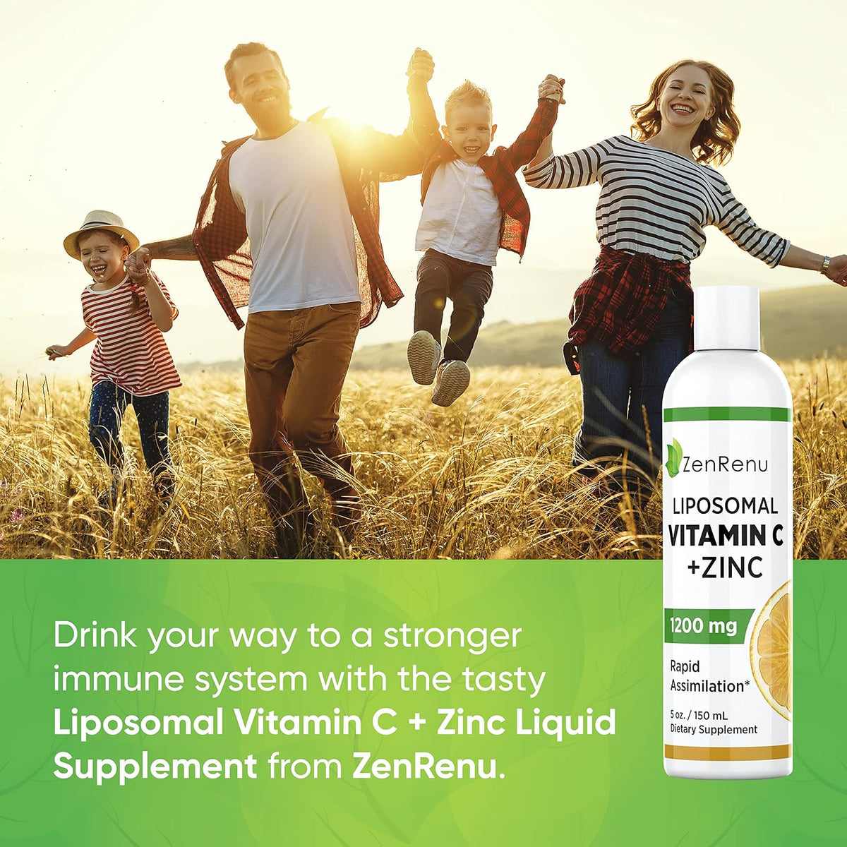 Liposomal Vitamin C and Zinc Liquid Drink for Adults & Children - Non-GMO Sunflower Lecithin - Maximum Antioxidant & Immune Support, 150 ml - görsel 2