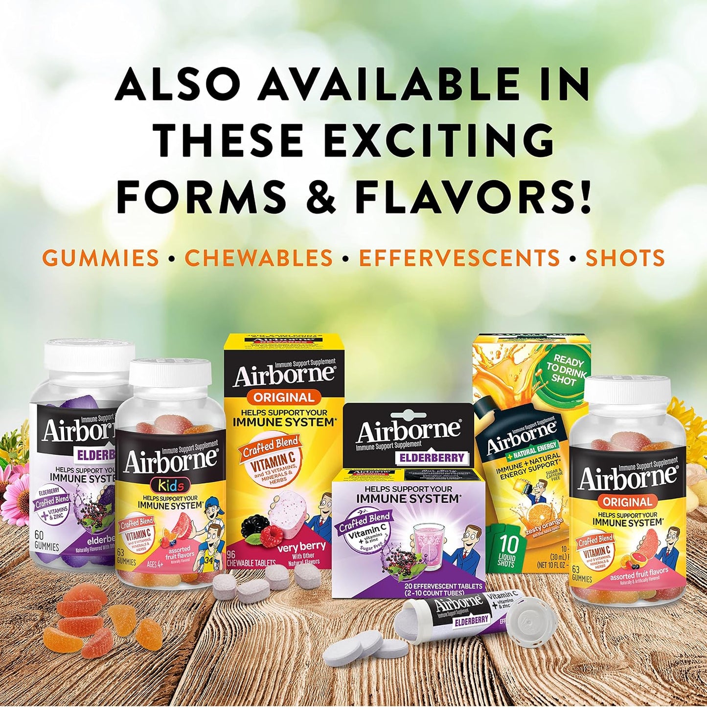 Airborne 750mg Vitamin C Gummies for Adults, Immune Support Supplement with Antioxidants Vitamins A, C & E – 63 Gummies, Blueberry Pomegranate Flavour - görsel 6