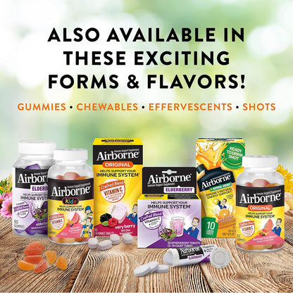 Airborne 750mg Vitamin C Gummies for Adults, Immune Support Supplement with Antioxidants Vitamins A, C & E – 63 Gummies, Blueberry Pomegranate Flavour