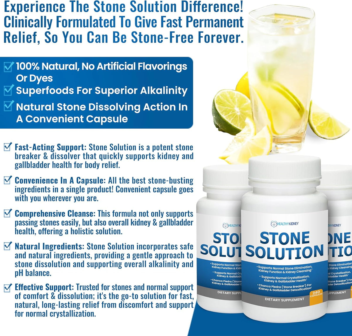 Stone Solution Capsules – Natural Kidney Stone Support, Cleanser & Flush (60 Servings) - görsel 9