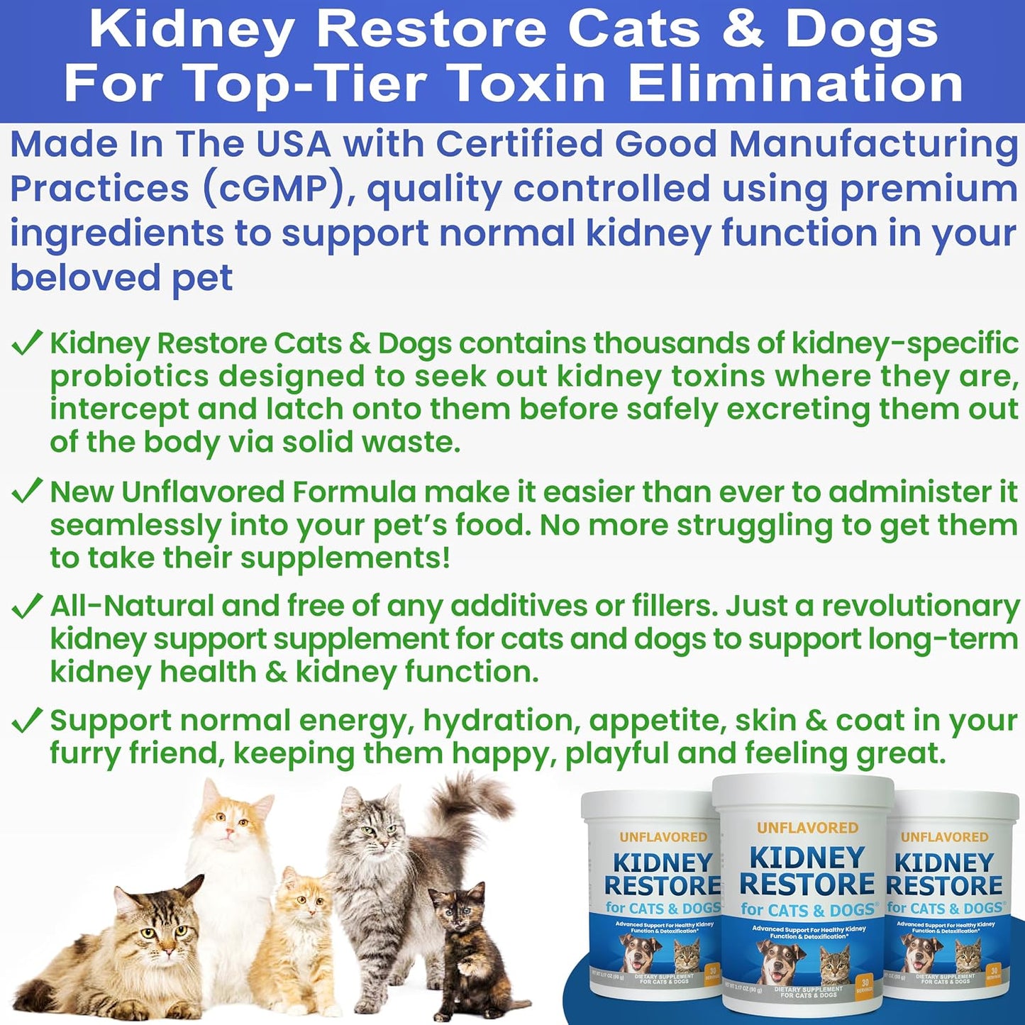 Kidney Restore for Cats & Dogs – Unflavoured Kidney Support Supplement - görsel 2