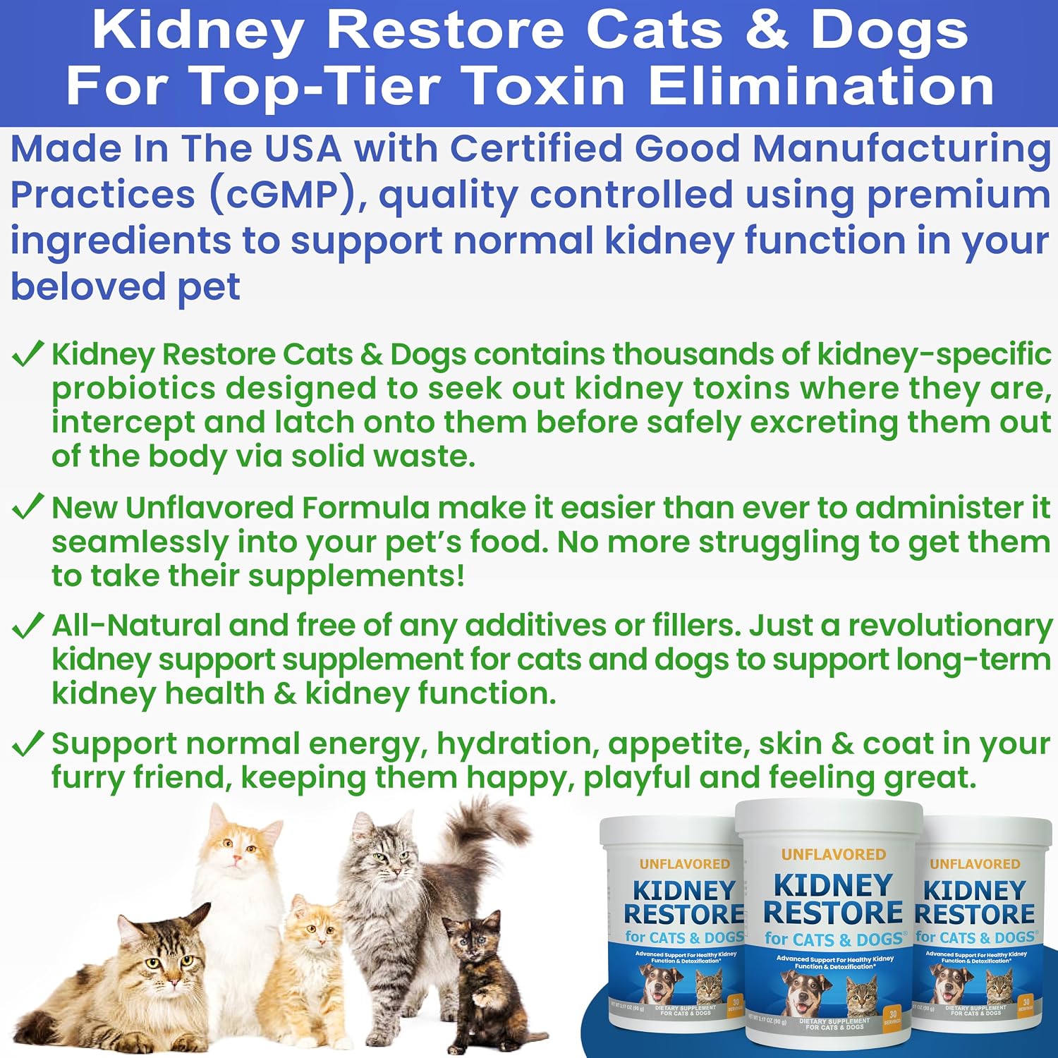 Kidney Restore for Cats & Dogs – Unflavoured Kidney Support Supplement - görsel 2