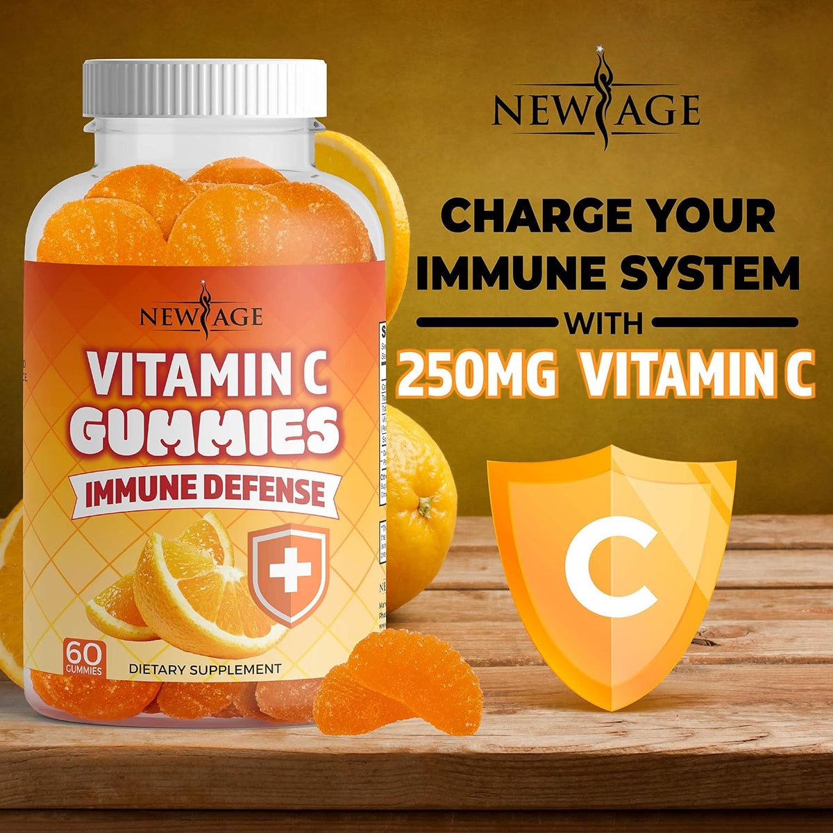 NEW AGE Vitamin C Gummies, Orange Flavour, 180 Count - görsel 3