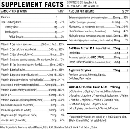 Sport Formula 99 Liquid Multivitamin Drink Mix – Keto-Friendly with BCAA & Electrolytes, Fruit Punch Sachets