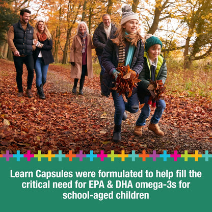 Lifetrients Learn+D — Vitamin D3 & Omega-3 Formulation — 30 Mini Soft gel capsules — Children's Bone Health, Immune Support & Brain Nutrition