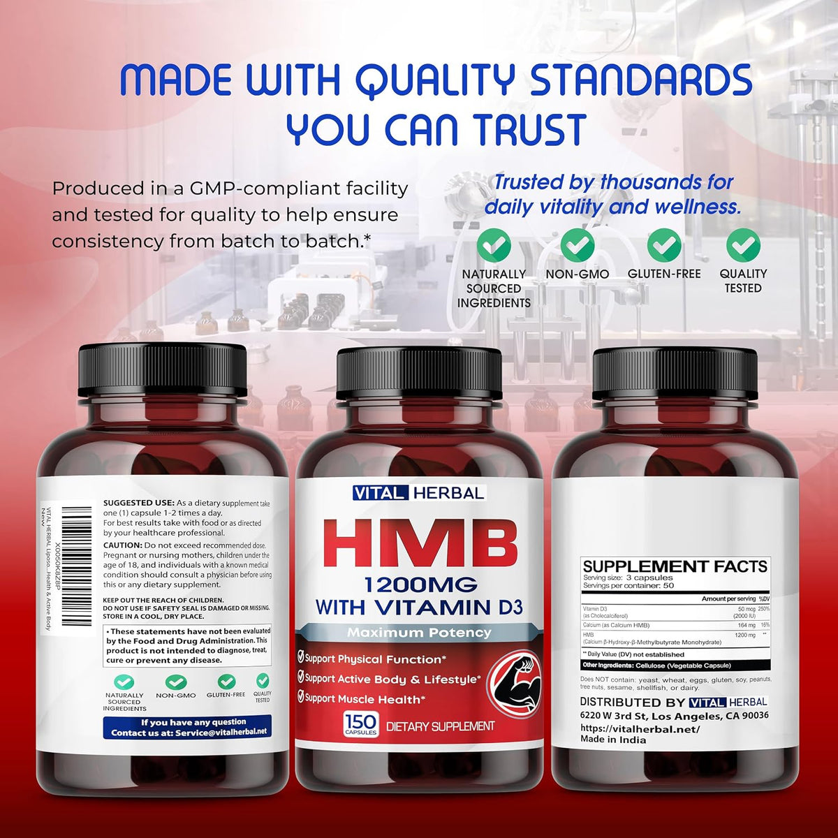 VITAL HERBAL Liposomal HMB with Vitamin D3 – Maximum Potency – Muscle Support Formula - görsel 7