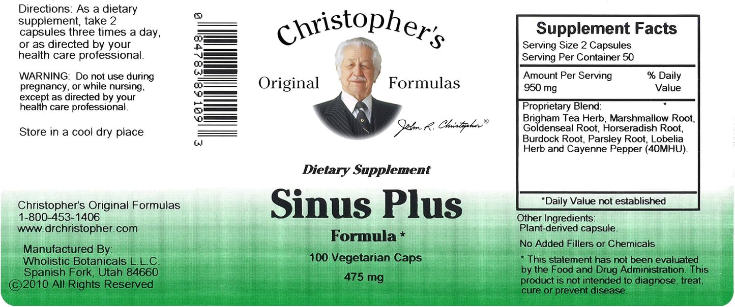Sinus Plus – Sinus Support Capsules, Whole Herb Synergistic Formula, 100 Capsules - görsel 4