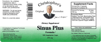 Sinus Plus – Sinus Support Capsules, Whole Herb Synergistic Formula, 100 Capsules