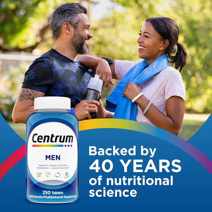 Centrum Multivitamin for Men, Multivitamin/Multimineral Food Supplement with Vitamin D3, B Vitamins and Antioxidants, Gluten-free, Non-GMO Ingredients - 200 Tablets