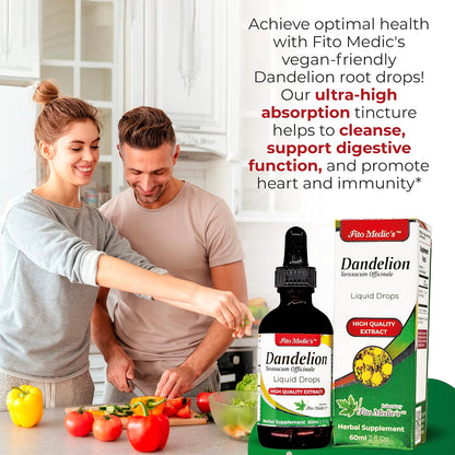 FITO MEDIC'S Dandelion Tincture – Vegan Dandelion Root Drops for Digestive Health & Immune Function, Alcohol-Free, Ultra High Absorption