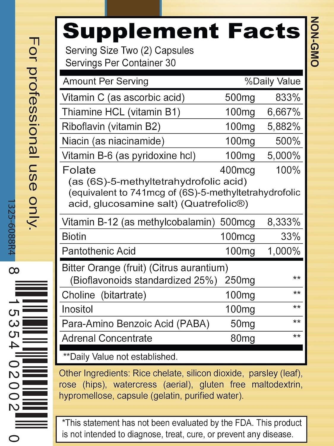 Priority One Vitamins Stress B & C - B Complex with Whole Gland Adrenal, 60 Capsules - görsel 3