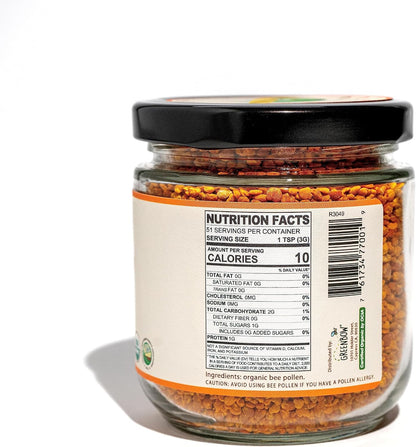 Greenbow Organic Bee Pollen - 100% Certified Organic Superfood, 155g