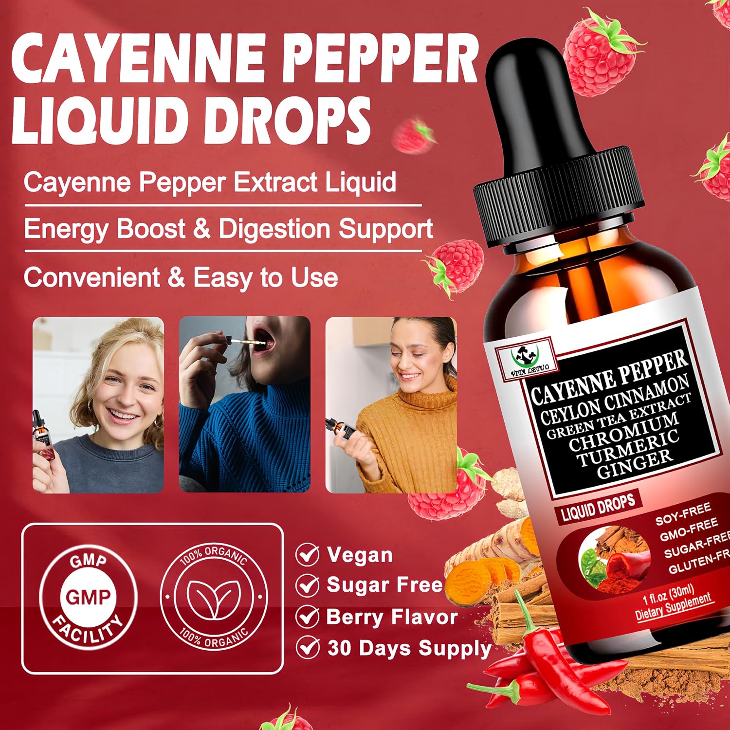 Cayenne Pepper Drops - 6-in-1 High Absorption Liquid Supplement - görsel 4