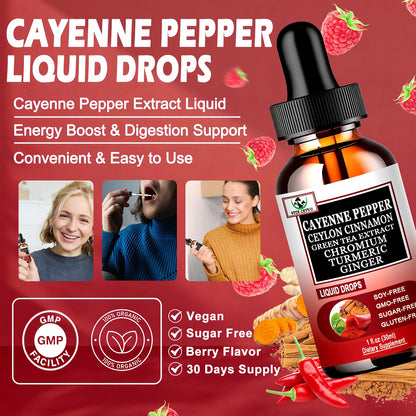 Cayenne Pepper Drops - 6-in-1 High Absorption Liquid Supplement