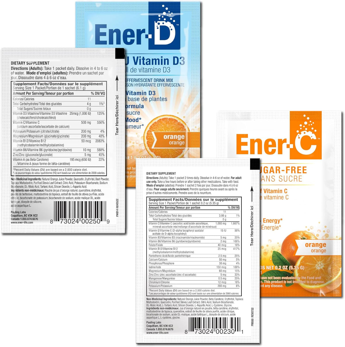 Ener-C Sugar Free Vitamin C 1000mg & Ener D Vitamin D3 Orange Multivitamin Drink Powder Bundle (60 Servings) - görsel 9