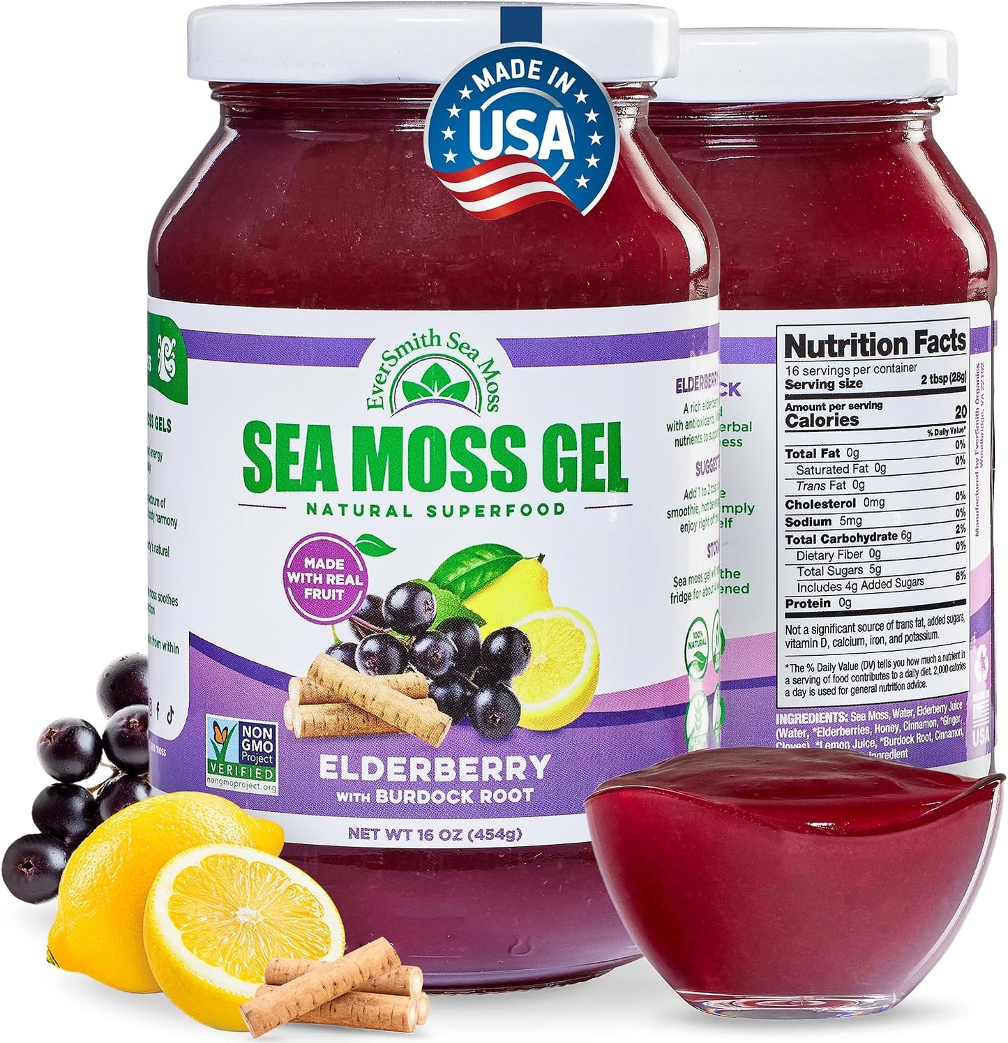 Wildcrafted Irish Sea Moss Gel – Elderberry (1 Jar) - görsel 1