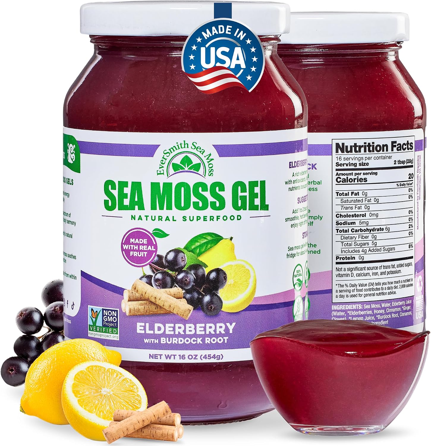 Wildcrafted Irish Sea Moss Gel – Elderberry (1 Jar) - görsel 1