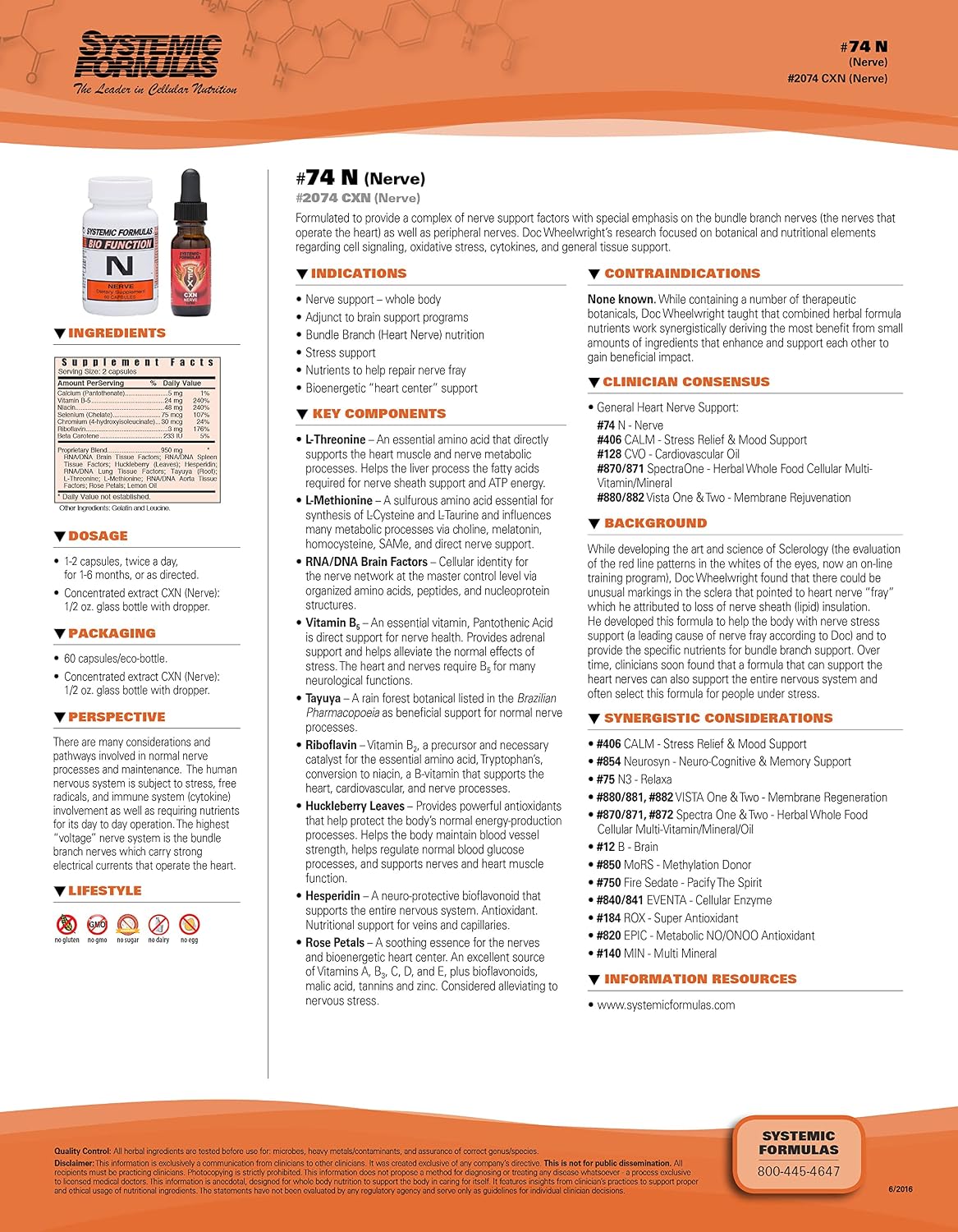 Systemic Formulae Nerve - 60 Capsules Bio Function #74. Nervous System Support Supplement. - görsel 2
