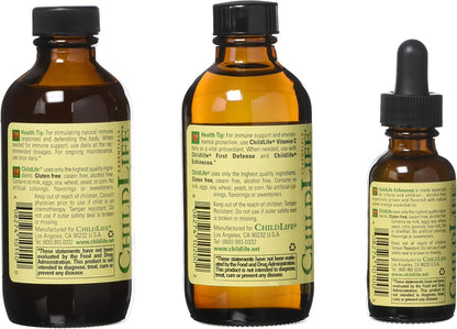 CHILDLIFE ESSENTIALS Immune Support 3-Pack - Liquid Vitamin C, Echinacea and First Defence