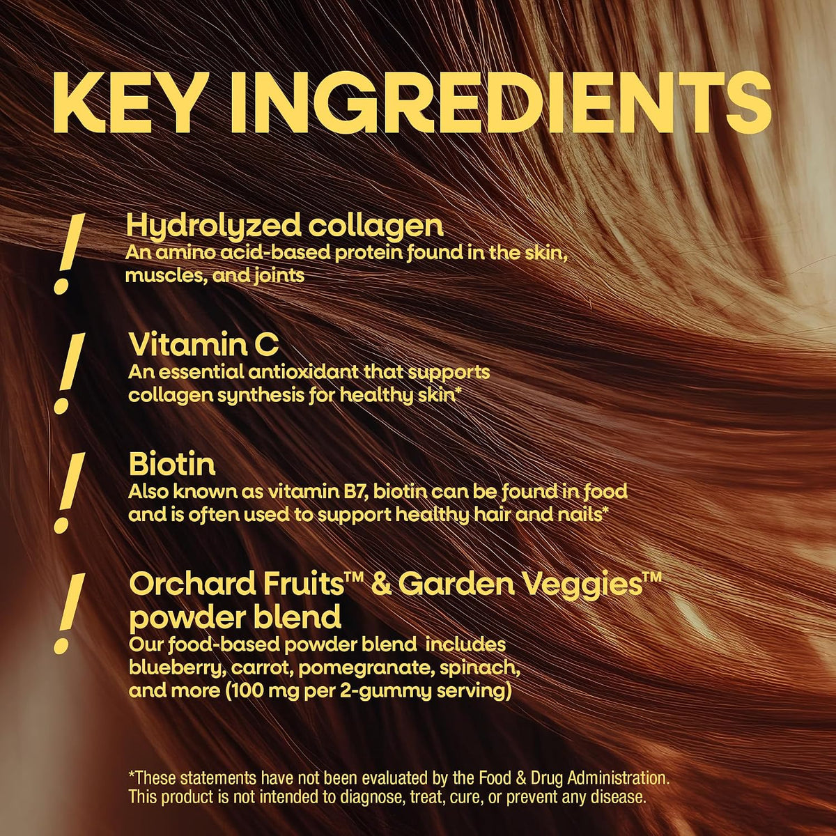 Nature's Way Alive! Premium Hair, Skin & Nails Gummies with Biotin, Collagen, Vitamins C & E, Strawberry, 60 Count - görsel 4