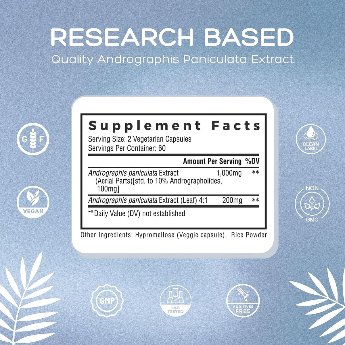 Premium Andrographis Paniculata Extract 1,200mg (100mg Andrographolides), 120 Capsules, Non-GMO, Vegan, Gluten-free - görsel 6
