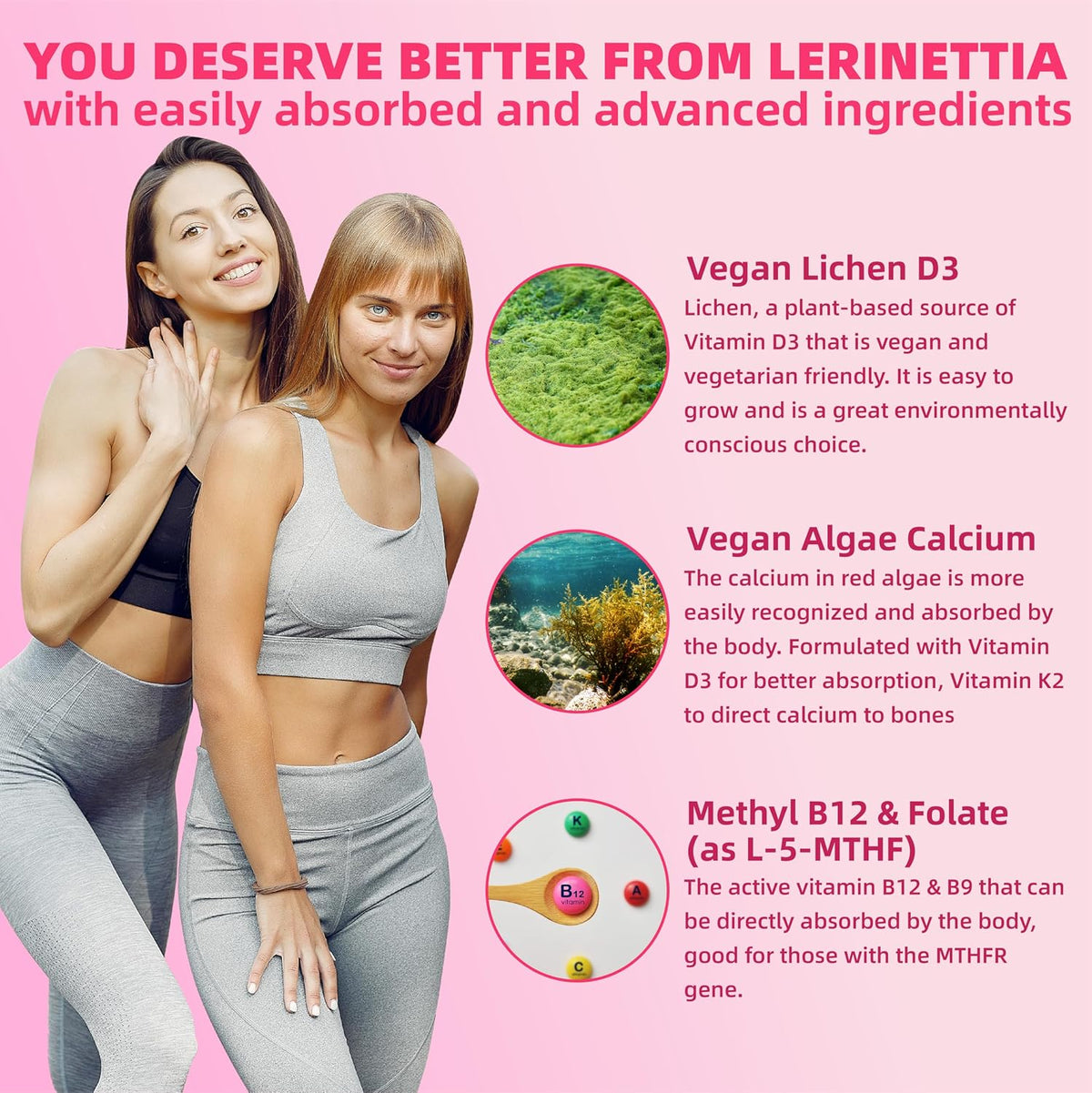 Lerinettia Multivitamin for Women 40+ Gummies with Omega-3, Iron, and B-Complex - Vegan, Sugar-Free (60 Gummies) - görsel 8