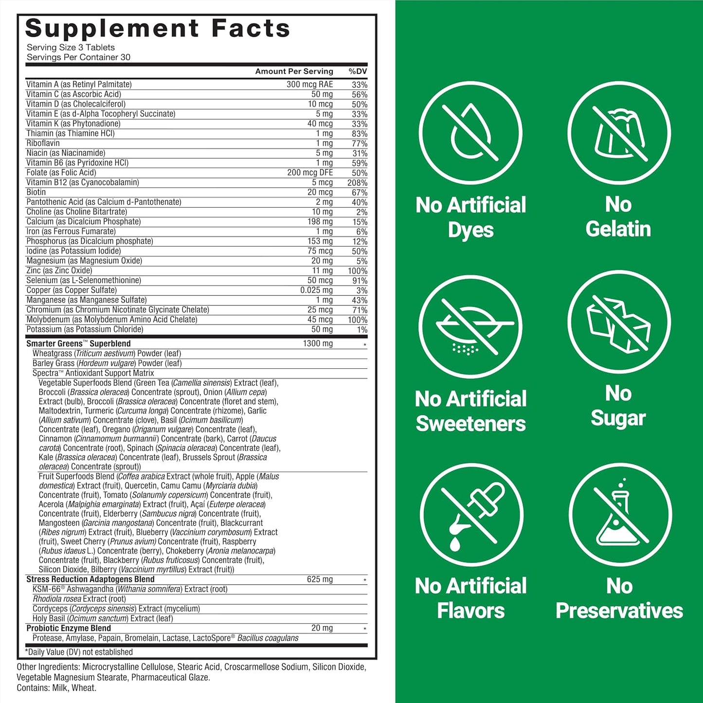 Force Factor Smarter Greens Tablets – Superfood Blend with Probiotics & Adaptogens, 90 Tablets - görsel 5