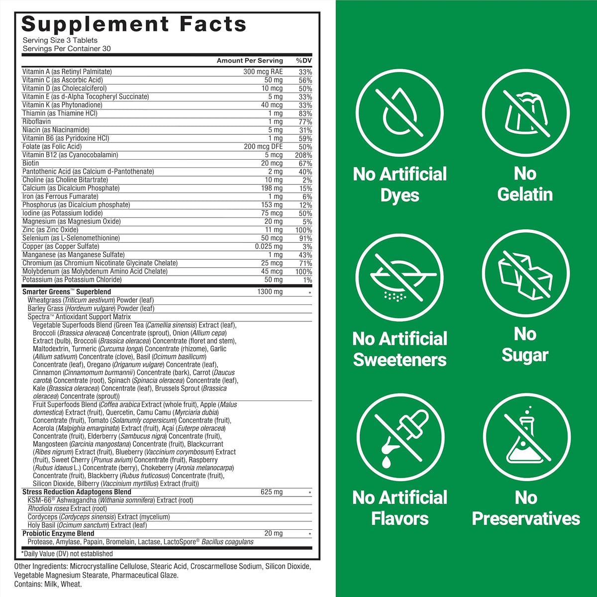 Force Factor Smarter Greens Tablets – Superfood Blend with Probiotics & Adaptogens, 90 Tablets - görsel 5